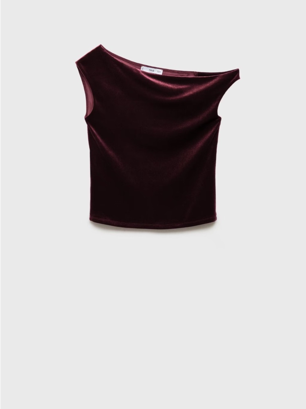 NWT Mango Asymmetric Burgundy Velvet Top